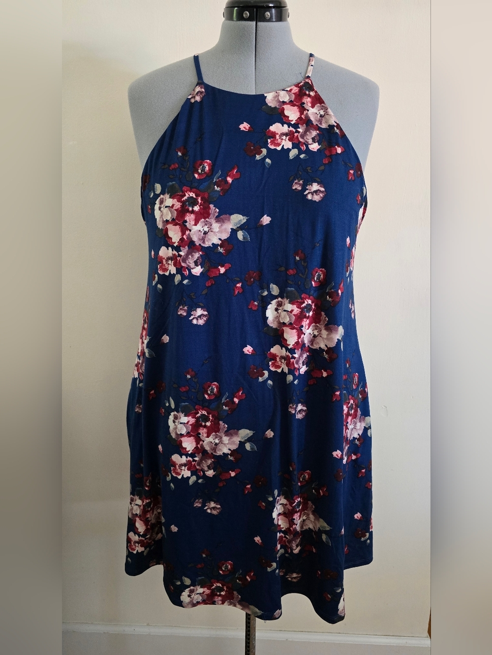 Mine Britton Navy Floral Halter Dress XL NWT